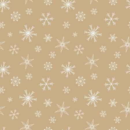 Fun hand drawn snowflakes seamless pattern - beautiful seasonal christmas background, great for banners, wallpapers, invitations, cards, wrapping paper - vector surface designのイラスト素材