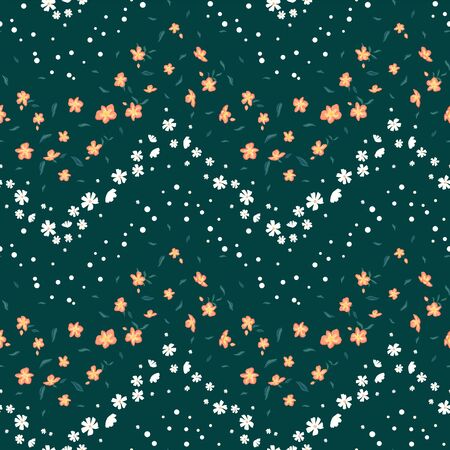 Fun hand drawn ditsy floral seamless pattern with geometric shapes - great for textiles, banner, wallpapers - vector designのイラスト素材
