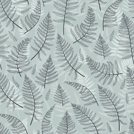 Cute hand drawn fern seamless pattern, floral background, great for textiles, wallpapers, banners - vector designのイラスト素材