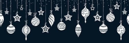 Elegant Christmas baubles seamless pattern, hand drawn balls - great for textiles, wallpapers, invitations, banners - vector surface designのイラスト素材