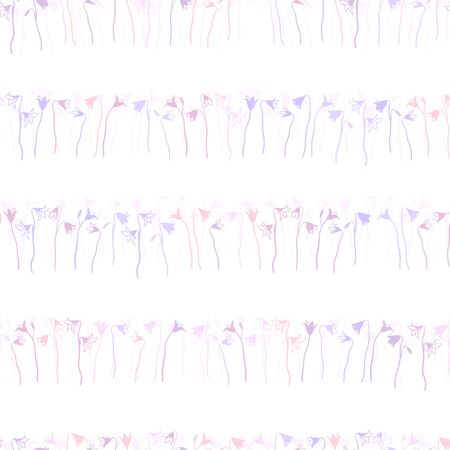 Cute hand drawn bellflower seamless pattern, doodle floral background, great for textiles, banners, wallpapers. wrapping - vector designのイラスト素材