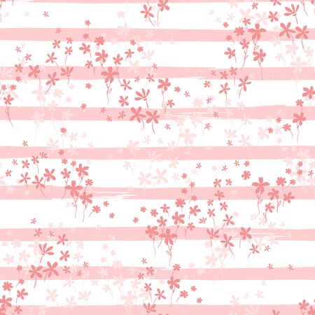 Cute hand drawn flower field seamless pattern, doodle flowers background, great for spring and summer textiles, banner, wallpapers, wrapping - vector designのイラスト素材