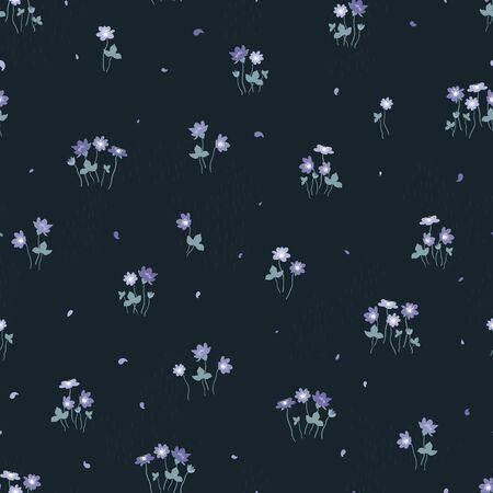 Cute hand drawn floral seamless pattern, flower background, great for spring and summer textiles, wrapping, wallpaper - vector designのイラスト素材