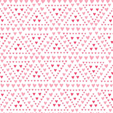 Hand drawn geometric hearts seamless pattern, valentine's day backdrop with cute doodle heart - great for textiles, banners, wallpapers, wrapping - vector designのイラスト素材