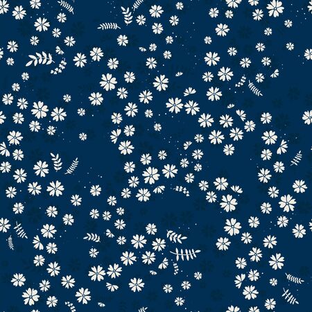 Cute hand drawn floral seamless pattern, doodle field of flowers, great for textiles, banners, wallpaper, wrapping - vector designのイラスト素材