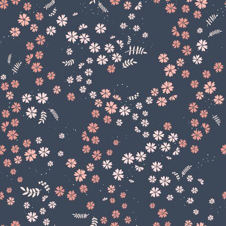 Cute hand drawn floral seamless pattern, doodle field of flowers, great for textiles, banners, wallpaper, wrapping - vector designのイラスト素材