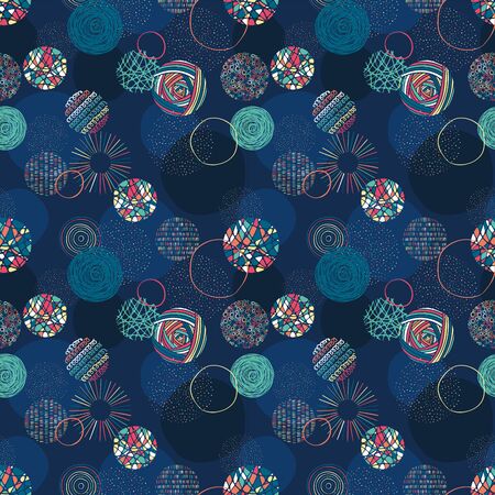 Cute hand drawn doodle circles seamless pattern, abstract and modern background, great for textiles, banners, wallpapers, wrapping - vector designのイラスト素材