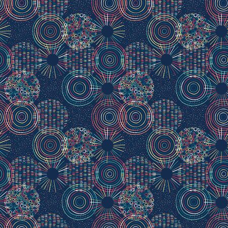 Cute hand drawn doodle circles seamless pattern, abstract and modern background, great for textiles, banners, wallpapers, wrapping - vector designのイラスト素材