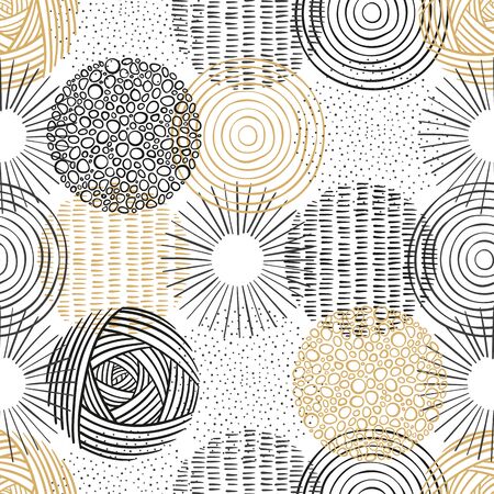 Cute hand drawn doodle circles seamless pattern, abstract and modern background, great for textiles, banners, wallpapers, wrapping - vector designのイラスト素材
