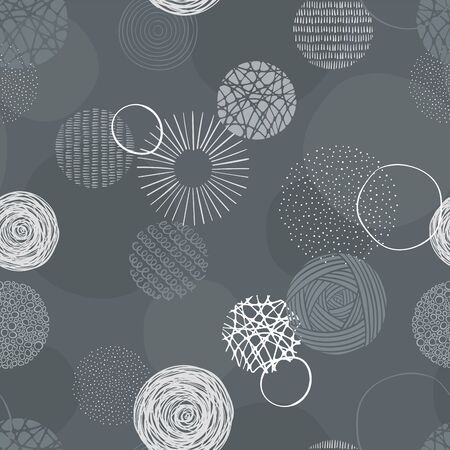 Cute hand drawn doodle circles seamless pattern, abstract and modern background, great for textiles, banners, wallpapers, wrapping - vector designのイラスト素材