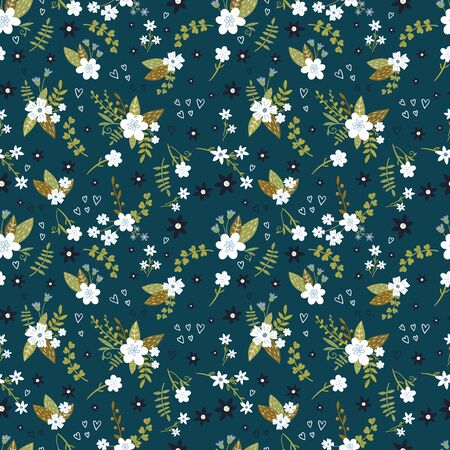 Cute hand drawn floral seamless pattern, cute doodle flowers background, great for textiles, banners, wallpaper, wrapping - vector designのイラスト素材