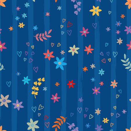Cute hand drawn floral seamless pattern, cute doodle flowers background, great for textiles, banners, wallpaper, wrapping - vector designのイラスト素材