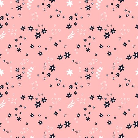 Cute hand drawn floral seamless pattern, cute doodle flowers background, great for textiles, banners, wallpaper, wrapping - vector designのイラスト素材