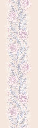 Cute hand drawn floral vertical seamless pattern, roses and leaves - great for textiles, banners, wrapping, wallpaper - vector designのイラスト素材