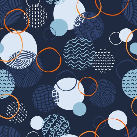 Cute hand drawn doodle circles seamless pattern, abstract background, great for textiles, banners, wallpapers, wrapping - vector designのイラスト素材