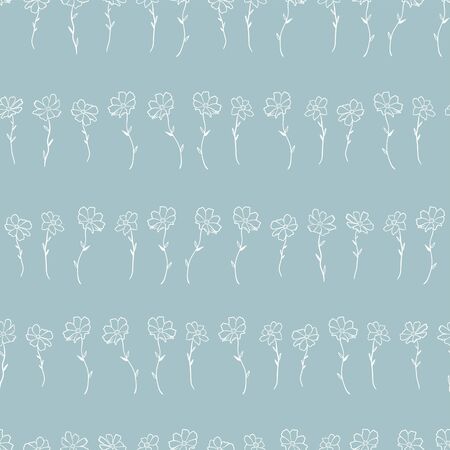 Hand drawn doodle flowers seamless pattern, floral background, great for textiles, banners, wallpapers, wrapping - vector designのイラスト素材