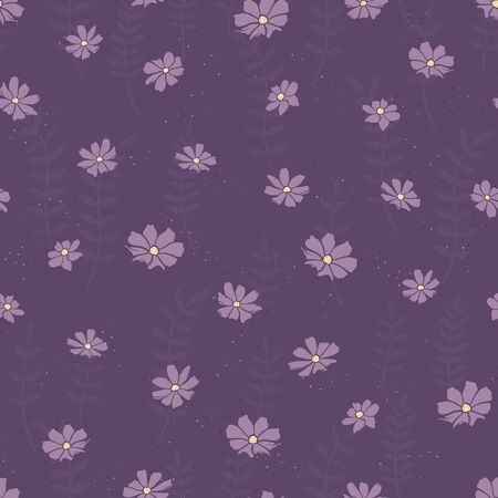 Hand drawn doodle flowers seamless pattern, floral background, great for textiles, banners, wallpapers, wrapping - vector designのイラスト素材