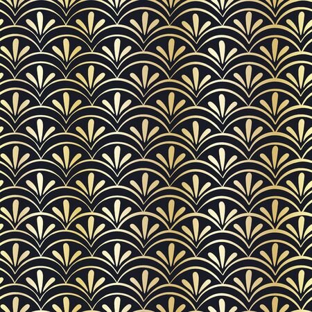 Elegant hand drawn art deco seamless pattern, abstract gold background, great for textiles, banners, wallpapers, wrapping - vector designのイラスト素材