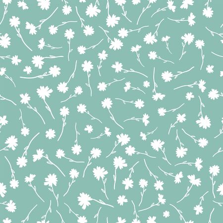 Cute hand drawn floral seamless pattern, flower meadow background, great for textiles, banners, wallpapers, vector designのイラスト素材