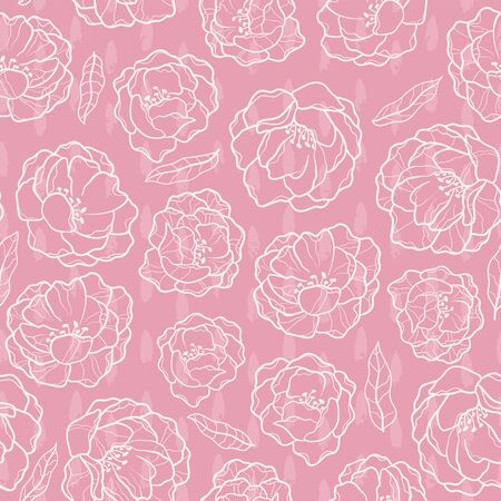 Elegant hand drawn peonies seamless pattern, lovely floral background, great for textiles, banners, wallpapers, wrapping - vector designのイラスト素材