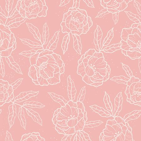 Elegant hand drawn peonies seamless pattern, lovely floral background, great for textiles, banners, wallpapers, wrapping - vector designのイラスト素材