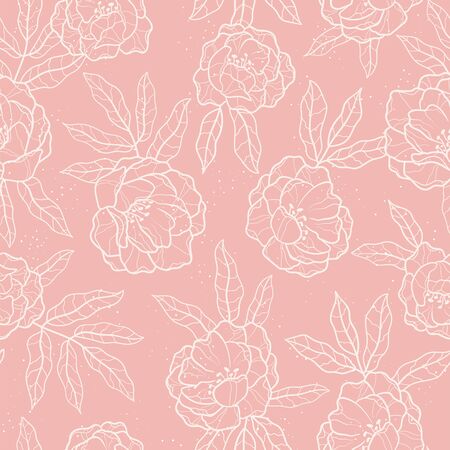 Elegant hand drawn peonies seamless pattern, lovely floral background, great for textiles, banners, wallpapers, wrapping - vector design