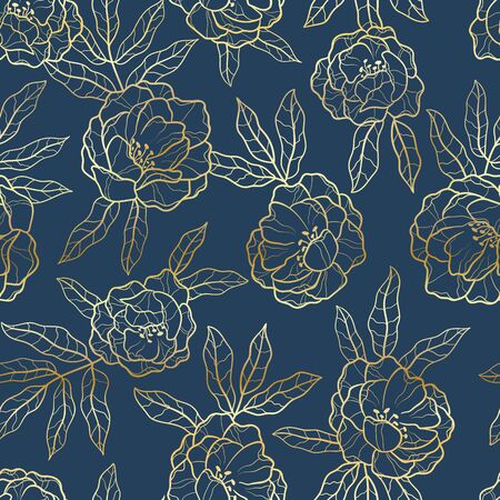 Elegant hand drawn peonies seamless pattern, lovely floral background, great for textiles, banners, wallpapers, wrapping - vector designのイラスト素材