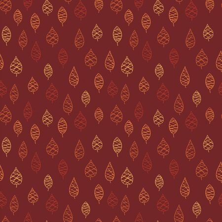 Fun hand drawn leaves seamless pattern, doodle leaf background, great for textiles, banners, wallpaper - vector designのイラスト素材