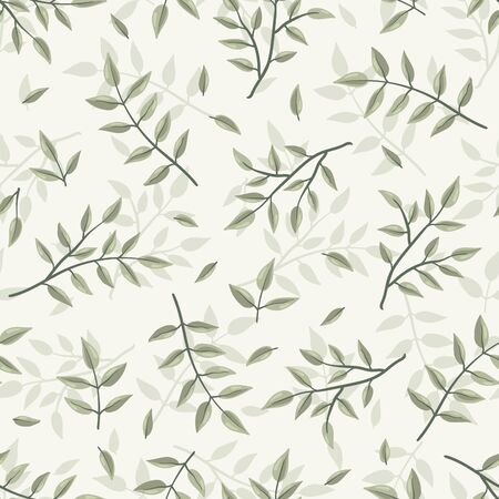 Lovely hand drawn branches seamless background, doodle leaves background, great for textiles, banners, wallpapers - vector designのイラスト素材