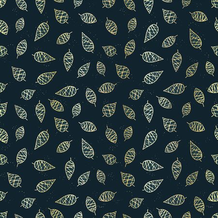 Fun hand drawn leaves seamless pattern, doodle leaf background, great for textiles, banners, wallpaper - vector designのイラスト素材