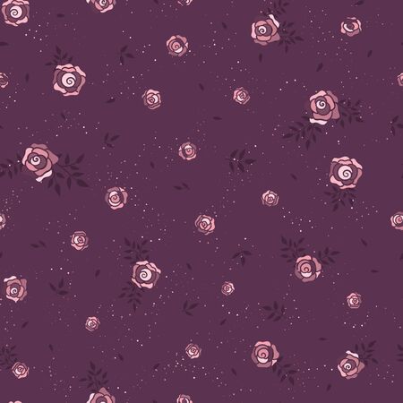 Cute floral seamless pattern, background with a meadow of roses, great for textiles, banners, wallpapers, Mother's Day or Valentine's - vector designのイラスト素材