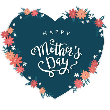 Cute hand drawn Mother's Day design with lovely flowers, great for cards, wallpapers, banners - vector design.のイラスト素材