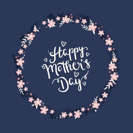 Hand drawn Happy Mother's Day design with flowers - vector designのイラスト素材