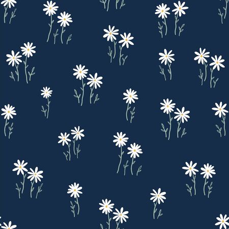 Cute ditsy floral seamless pattern, hand drawn lovely flowers, great for textiles, wrapping, banners, wallpapers - vector surface designのイラスト素材