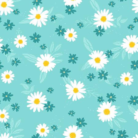 Cute hand drawn floral seamless pattern, lovely flower meadow background, great for spring or summer textiles, banners, wallpaper, wrapping - vector designのイラスト素材
