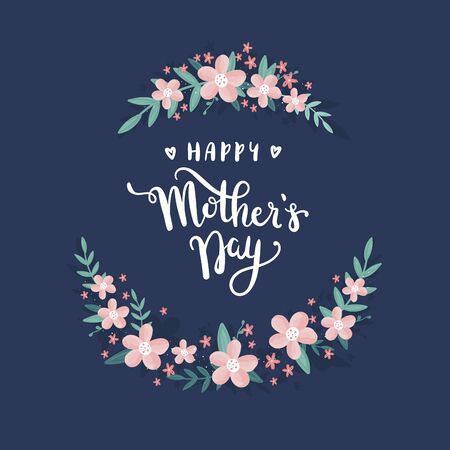 Hand drawn Happy Mother's Day design with flowers - vector designのイラスト素材