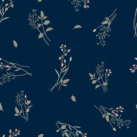 Cute ditsy floral seamless pattern, hand drawn lovely flowers, great for textiles, wrapping, banners, wallpapers - vector surface designのイラスト素材