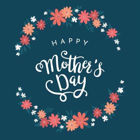 Cute hand drawn Mother's Day design with lovely flowers, great for cards, wallpapers, banners - vector design.のイラスト素材