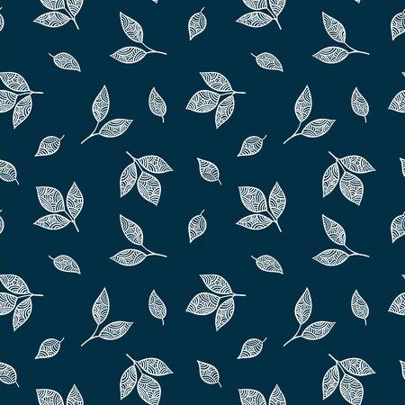 Creative hand drawn leaves seamless pattern, cute background, great for textiles, banners, wallpapers, wrapping - vector designのイラスト素材