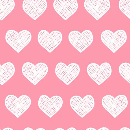 Lovely hand drawn doodle hearts seamless pattern, romantic background, great for Valentines Day themes, textiles, banners, wallpapers, wrapping -vector designのイラスト素材