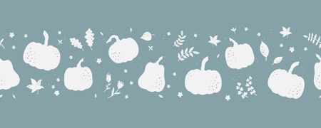 Cute hand drawn pumpkin horizontal seamless pattern, great for Thanks Giving and Autumn background, textiles, wallpapers, banners - vector designのイラスト素材