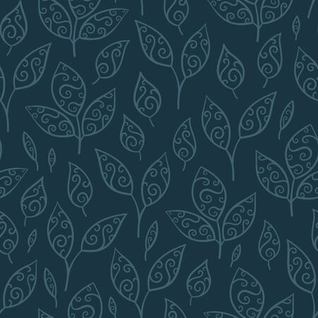 Creative hand drawn leaves seamless pattern, cute background, great for textiles, banners, wallpapers, wrapping - vector designのイラスト素材