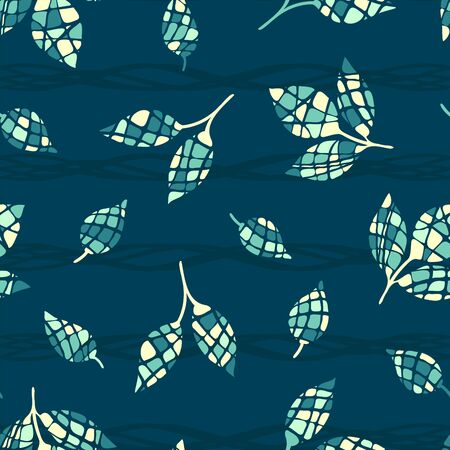 Creative hand drawn leaves seamless pattern, cute background, great for textiles, banners, wallpapers, wrapping - vector designのイラスト素材