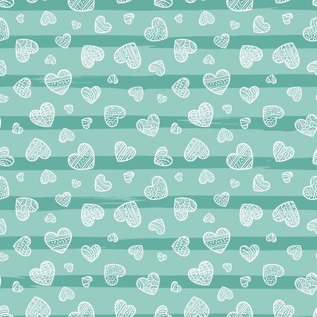 Cute hand drawn hearts seamless pattern, doodle hearts background, great for textiles, banners, wallpapers - vector designのイラスト素材