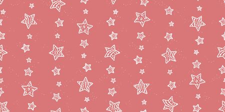 Cute hand drawn night sky seamless pattern with ornate stars and moons, comic background, great for textiles, banners, wallpapers, wrapping - vector designのイラスト素材