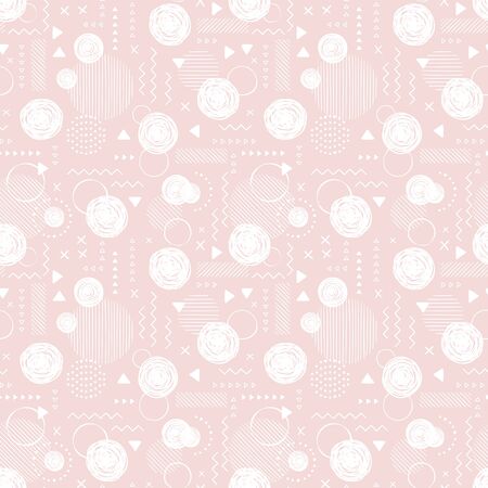Abstract geometrical seamless pattern, memphis style background, hand drawn - great for textiles, wallpapers, banners, wrapping - vector designのイラスト素材