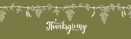 Lovely hand drawn Thanksgiving garland, horizontal seamless, great for textiles, banners, wallpapers, cards - vector designのイラスト素材