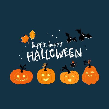 Fun hand drawn Halloween design.のイラスト素材