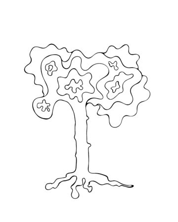 black tree silhouette isolated on white background, vectorのイラスト素材