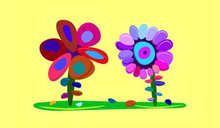 Two decorative fabulous trees. Stock vector illustration. White background. Decorative element. Computer graphics.のイラスト素材